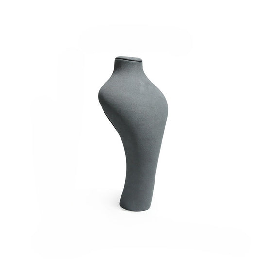 Gray Microfiber Jewelry Display Stand - Torso Necklace Holder