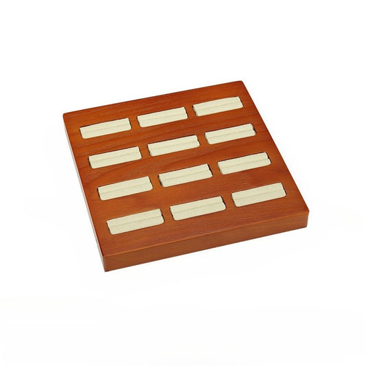 Solid Wood Ring Display Tray | Wooden Jewelry Organizer Tray with Insert Ring Slots
