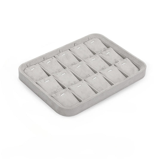 Gray Jewelry Display Tray with Lid for Necklaces, Bracelets & Earrings