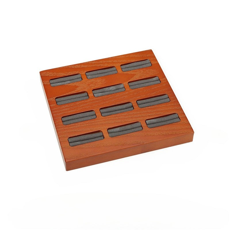 Solid Wood Ring Display Tray | Wooden Jewelry Organizer Tray with Insert Ring Slots