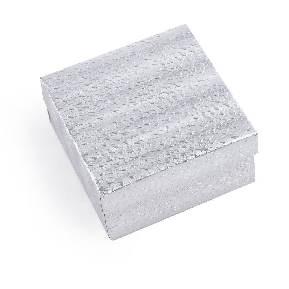 100PCS BX2834S Silver Cotton Filled Boxes, Size:3 3/4*3 3/4*2inch