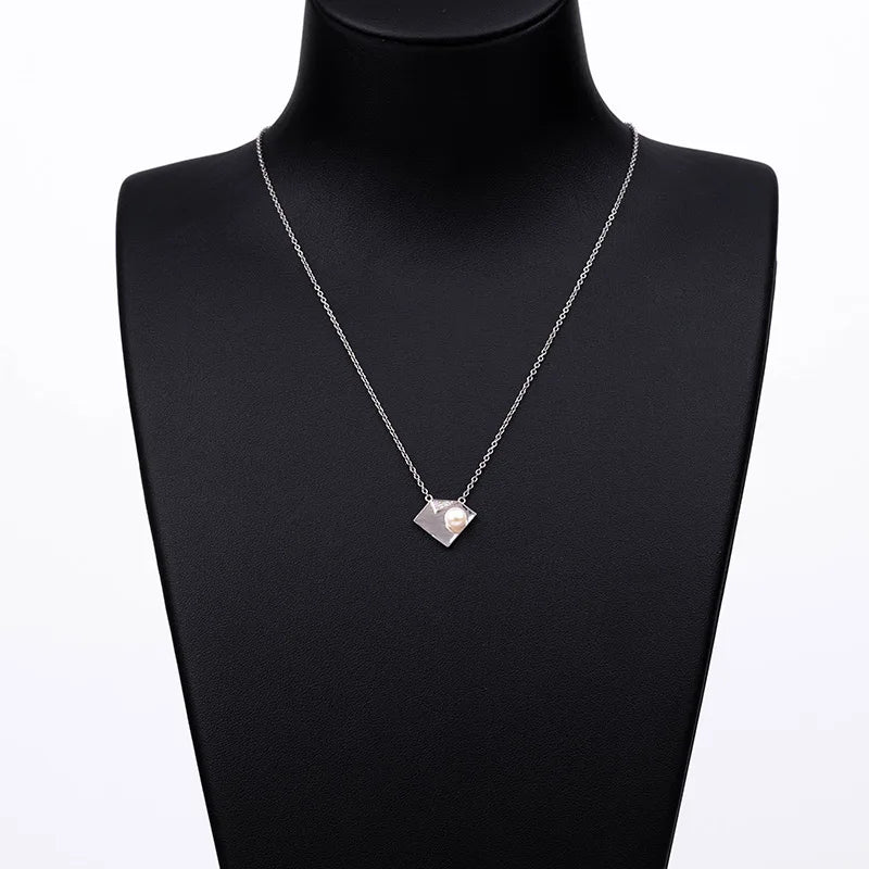 925 sterling silver women teardrop pearl charm drop pendant necklace with pearl pendant