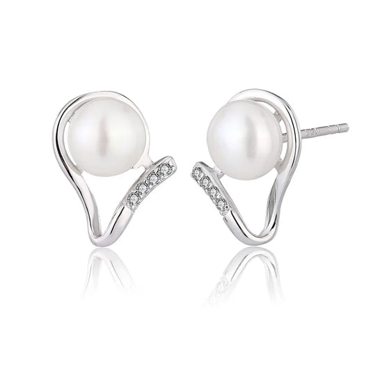 Wholesale bulk trendy women luxury 925 silver diamond statement pearl earrings