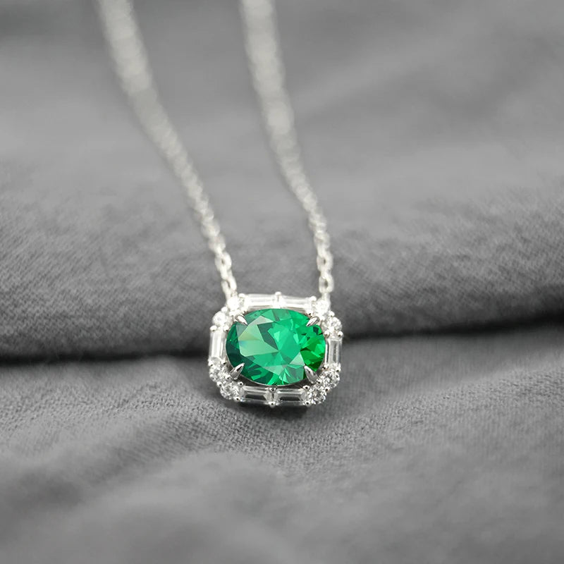 Jeweller Buy Luxury 925 Sterling Silver Necklace with 2 Carat Blue Green Moissanite Pendant Trendy Link Chain for Parties Weddings Gifts