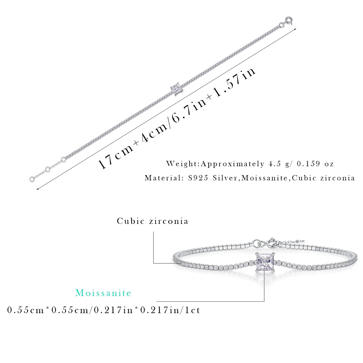 Factory Price Jewelry Luxury 925 Sterling Silver VVS Moissanite Diamond Iced Out Link Bracelet L230913216