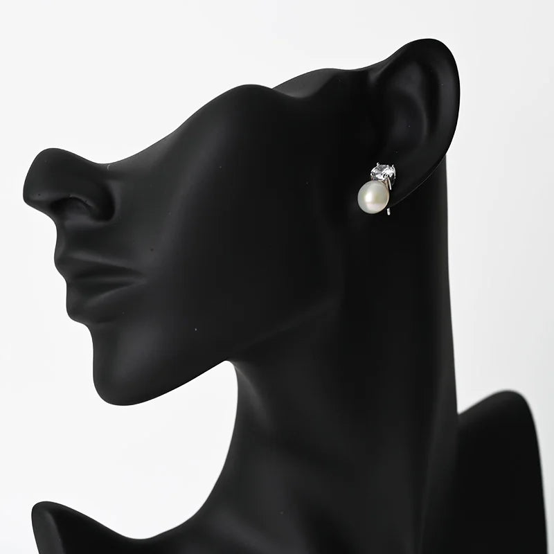 Hot Selling trendy s925 sterling silver Rhodium plated jewelry natural genuine pearl earrings for Weddings Gifts