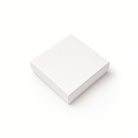 Closed white glossy square earring cotton-filled jewelry gift box, 100-piece wholesale pack