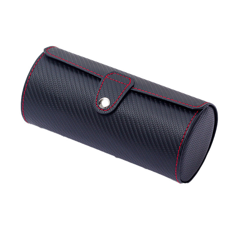 3-digit Round Watch Box Wrist High-end Leather Watch Boxes