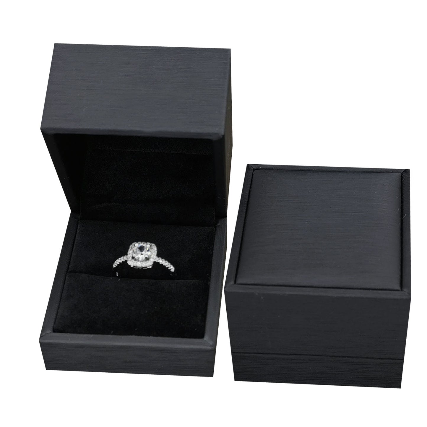 Cajas para anillos cubiertas de PU color champán, precio por 12 unidades