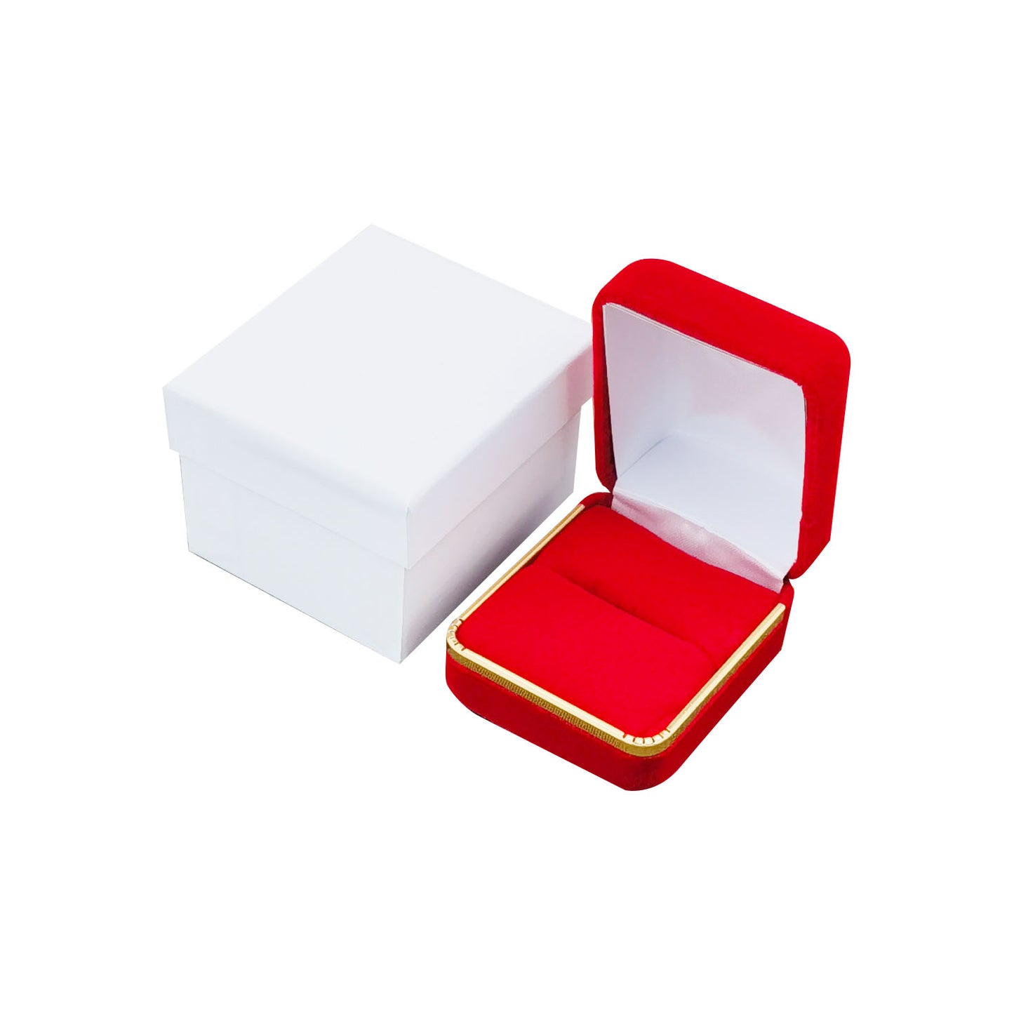Cajas para anillos de terciopelo negro con borde dorado, precio por 12 piezas