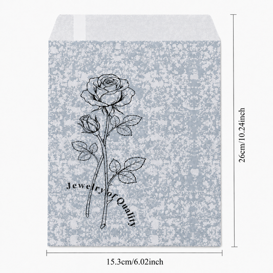 Silver Rose Self-Seal Jewelry Paper Envelopes – 8.5 × 11 in, 100 Pack