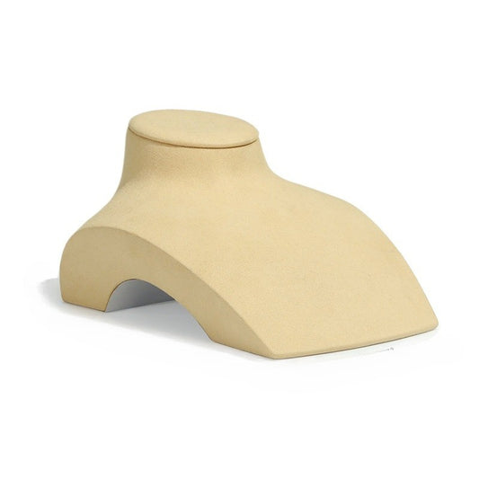 New Superfine Fiber Beige Jewelry Display Stand | Ring Necklace Holder for Gold, Pearl & Fine Jewelry