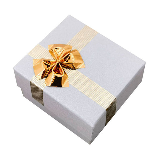 Silver gray B0922 ribbon paper ring gift box closed view