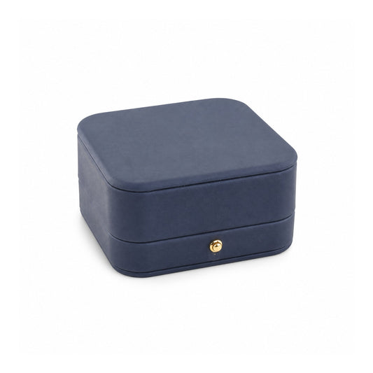 navy blue PU bangle box, closed exterior in a three-quarter view.
