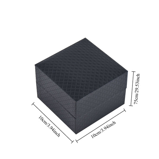 Textured black jewelry presentation carton designed to hold one wristwatch or bangle.