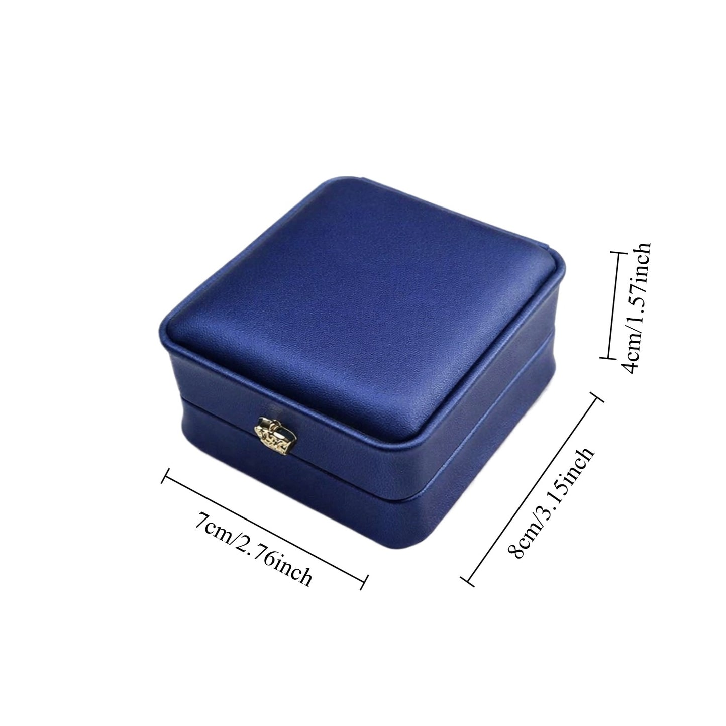 Jeweller Buy navy pendant case with curved corners, hinged lid, and cushioned jewelry display platform.