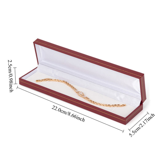 bracelet box - 6pcs Red Gold Leatherette Paper Bracelet Box LB5-R W open view
