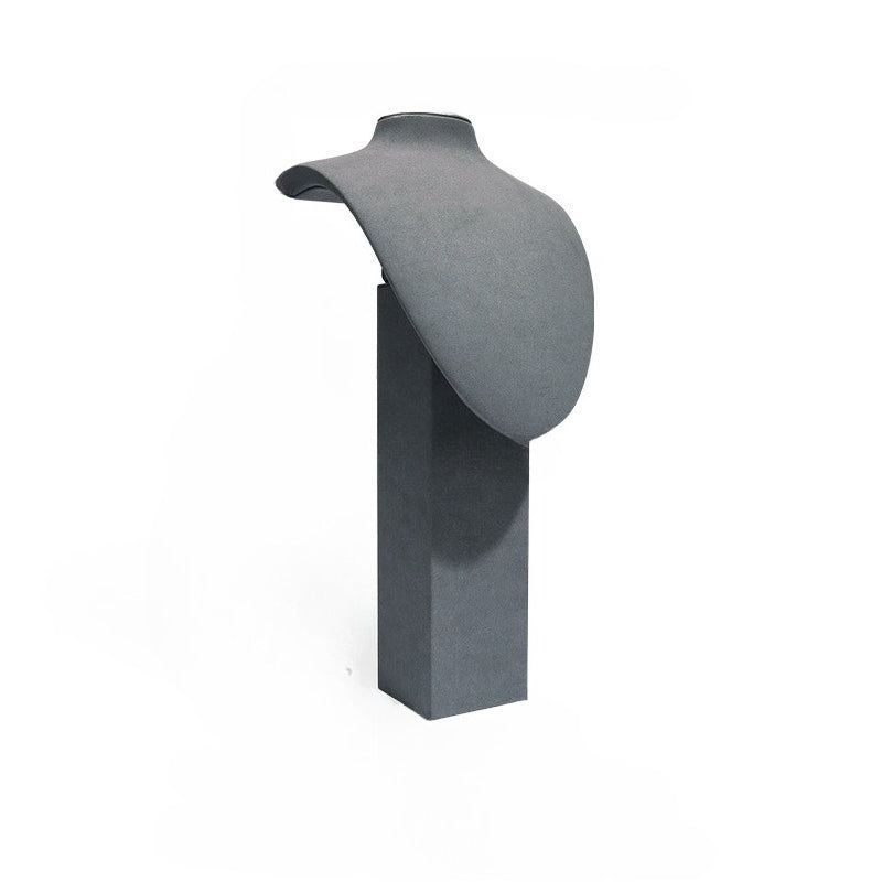 Gray Microfiber Necklace Display Bust Stand