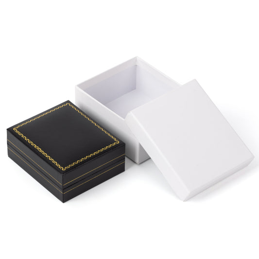 earring box and pendant box and necklace box - 12pcs Black Gold Earring Box Pendant Necklace LE7-BK BK open view