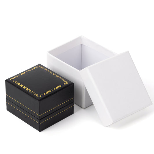 earring box and pendant box and ring box - 24pcs Black Gold Leatherette Earring Box Display LH1-BK BK open view