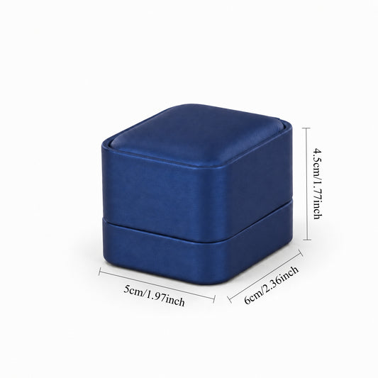 Blue PU Leather Single Ring Box