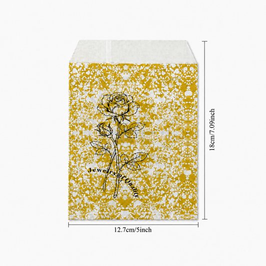 jewelry bag - 100 Gold Rose Paper Envelopes EN116 open view