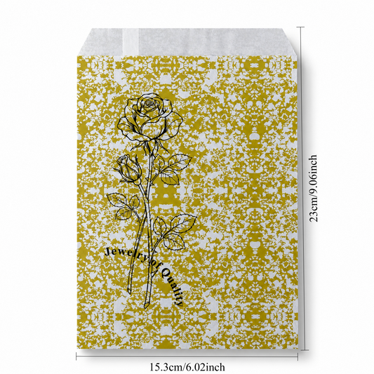 jewelry bag - 100 Gold Rose Paper Envelopes EN115 open view