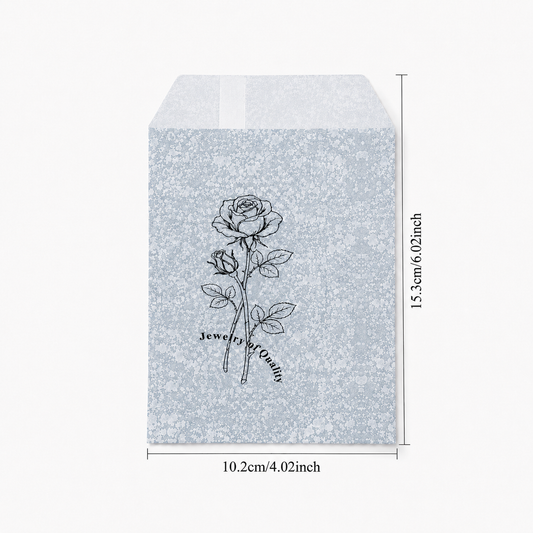 jewelry bag - 100 Silver Rose Paper Envelopes EN127 open view