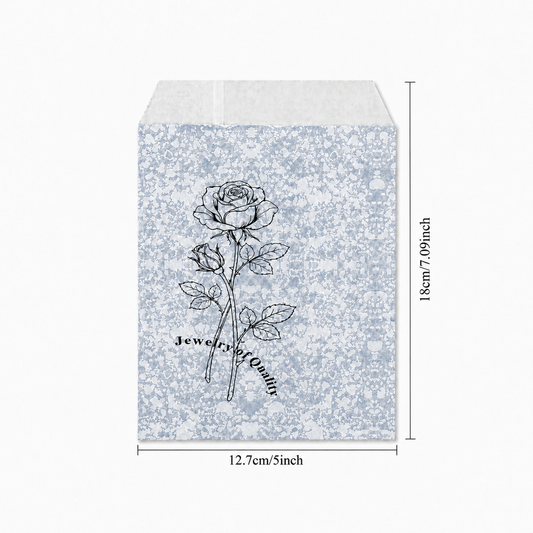 jewelry bag - 100 Silver Rose Paper Envelopes EN126 open view