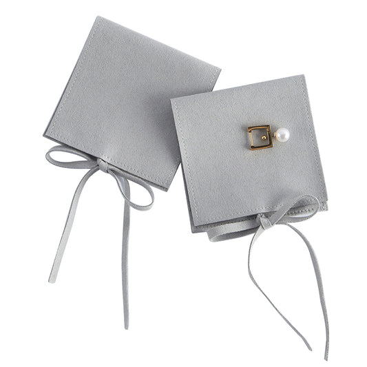 jewelry display and organza jewelry pouch - 100 Blue Pink Suede Organza Pouch Bags Display JP003-SU-BK open view