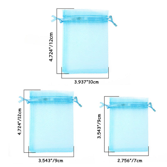 jewelry display and organza jewelry pouch - 100pcs Blue Pink Organza Bags Display Pouches JP015-OG-X S open view