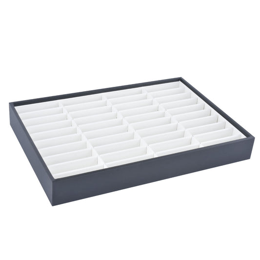 jewelry display tray - 40 White PU Tray T001-BA PU-W open view