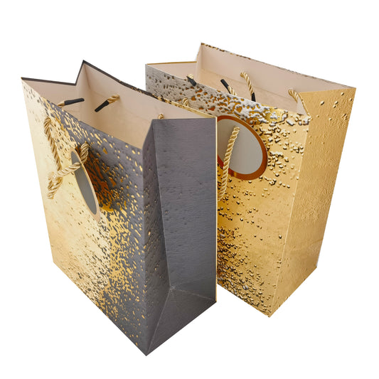 jewelry gift bags - 12 Gold Paper Bags SB09-P-X M open view