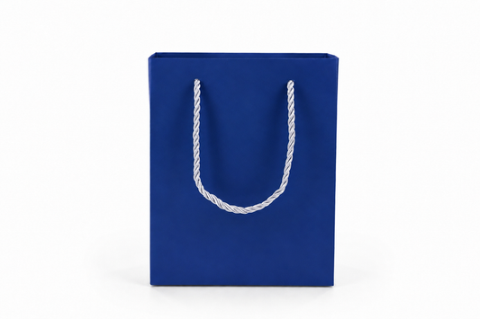 jewelry gift bags - 24-Pack Blue Jewelry Shopping Bags with Rope Handles 6.25 3.5 7.75 in SB20-B open view