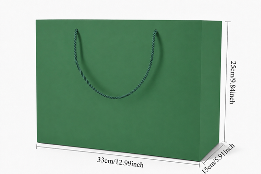 jewelry gift bags - 24-Pack Green Paper Gift Bags with Rope Handles 13 6 9.75 in SB25-G open view