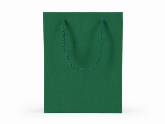 jewelry gift bags - 24-Pack Green Paper Tote Gift Bags with Rope Handles 7.75 4.25 10.25 in SB22-G open view