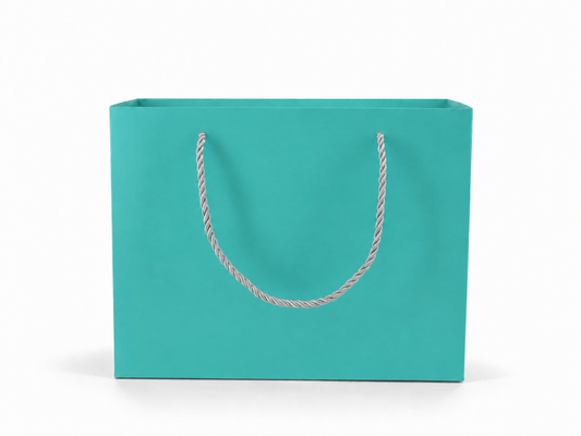 jewelry gift bags - 24-Pack Tiffany Blue Luxury Paper Bag for Jewelry with Rope Handles 10.25 4.25 7.75 in SB23-T open view