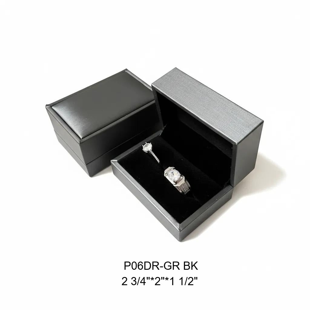 12 Pcs Gray PU Double Ring Boxes