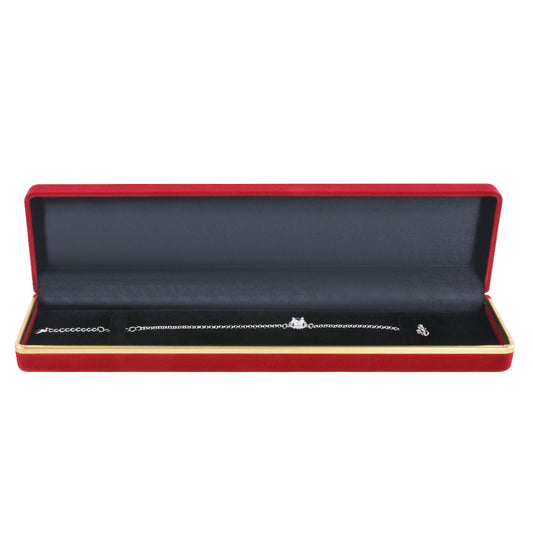 Red Flocked Bracelet Boxes with Gold Trim, product view 1