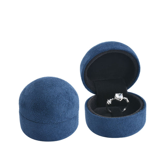 ring box - Blue Suede Ring Boxes V13R-B BK open view