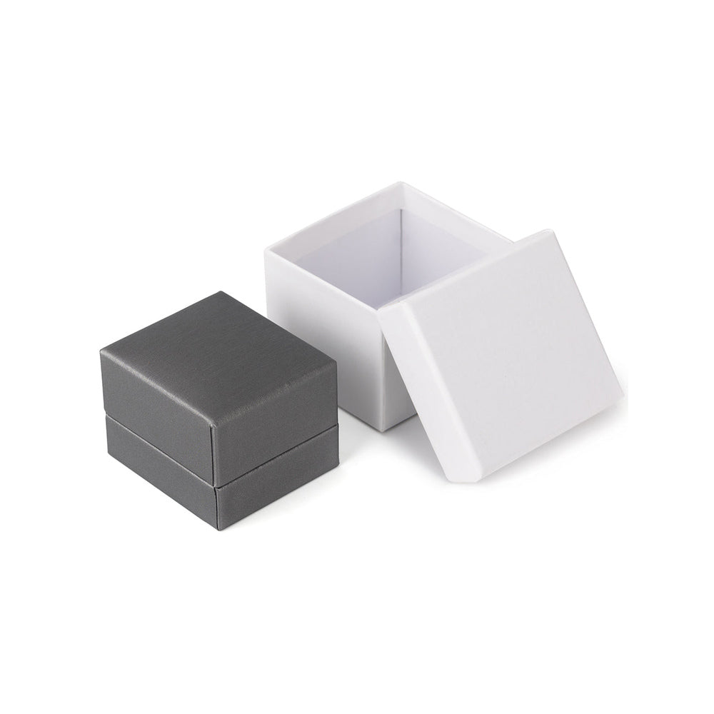 ring box - 24pcs Gray PU Ring Boxes PR3-GR side view