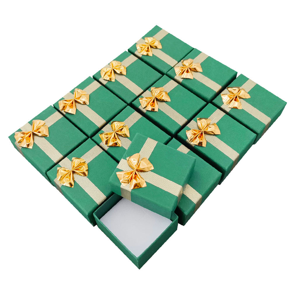 Green ribbon paper ring jewelry gift box, pack arrangement