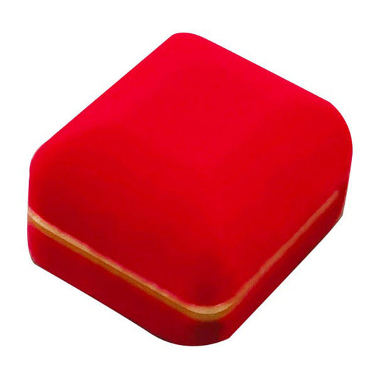 Red SR3-RD velvet ring box closed view with gold trim