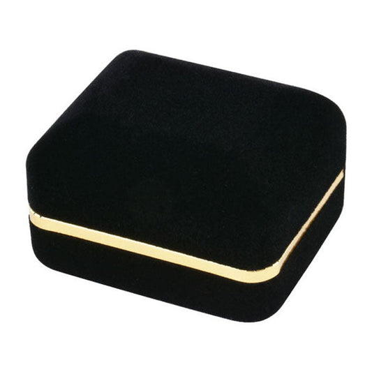 Black SR5-BK double ring box closed view with gold trim