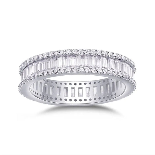 sterling silver jewelry - 925 Silver Rings SLM0101R-White-6 open view