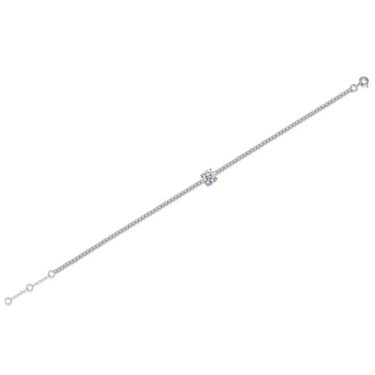 sterling silver jewelry - Silver Bracelet SLM0022B-White-17cm+4cm open view