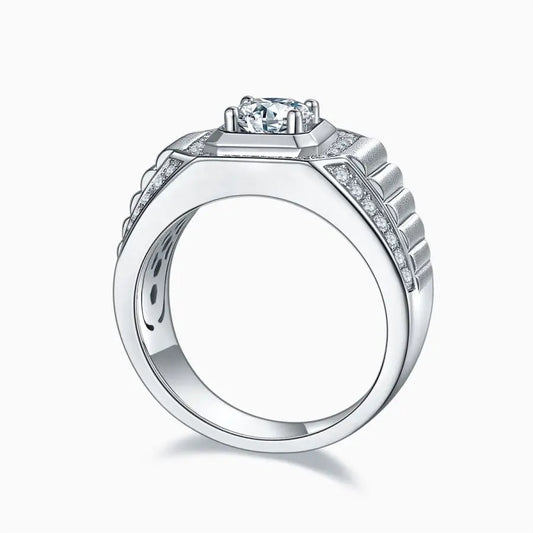 sterling silver jewelry - Silver Ring SLM0087R-White-6 open view