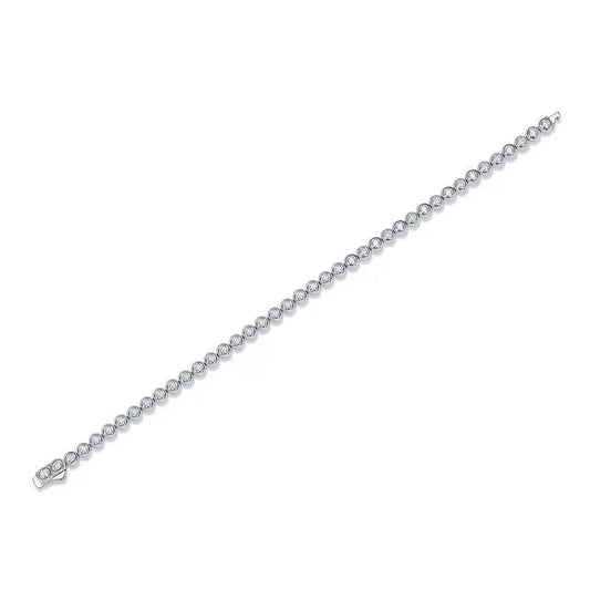 sterling silver jewelry - 925 White Gold Bracelet SLM0024B-White-17cm open view