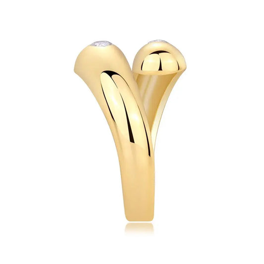sterling silver jewelry - 3x4mm Silver Gold Ring SLM0045R-Golden-6 open view