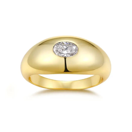 sterling silver jewelry - 4x6mm Gold Silver Ring SLM0046R-Golden-6 open view